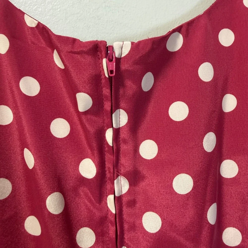 Leslie‎ Fay Vintage Polka Dot Dress and Jacket Set Raspberry Pink Womens 14P